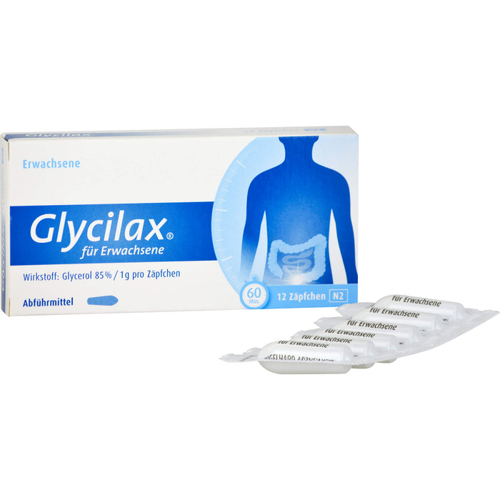 Glycilax für Erwachsene Zäpfchen Abführmittel, 12 pc Suppositoires