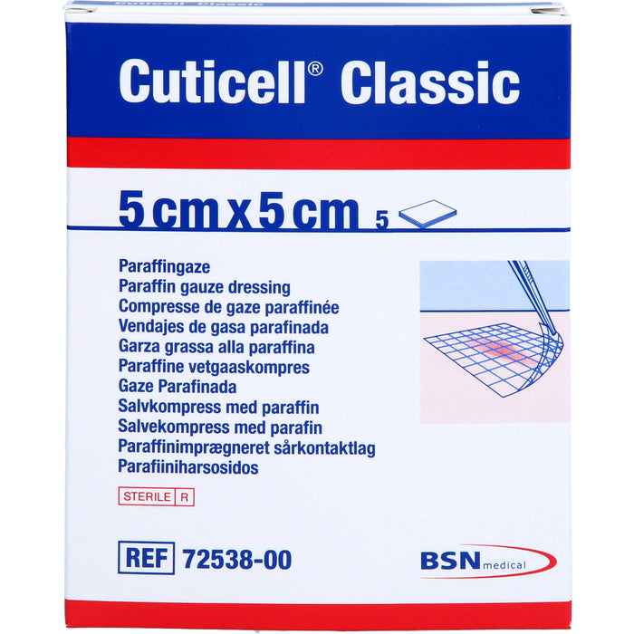 Cuticell Classic 5 x 5 cm Paraffingaze, 5 pcs. Wound gauze