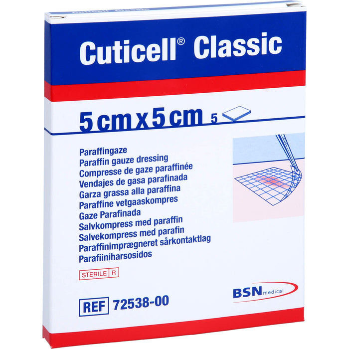 Cuticell Classic 5 x 5 cm Paraffingaze, 5 pcs. Wound gauze