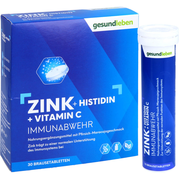 gesundleben Zink + Histidin + Vitamin C Brausetabletten, 30 pcs. Tablets