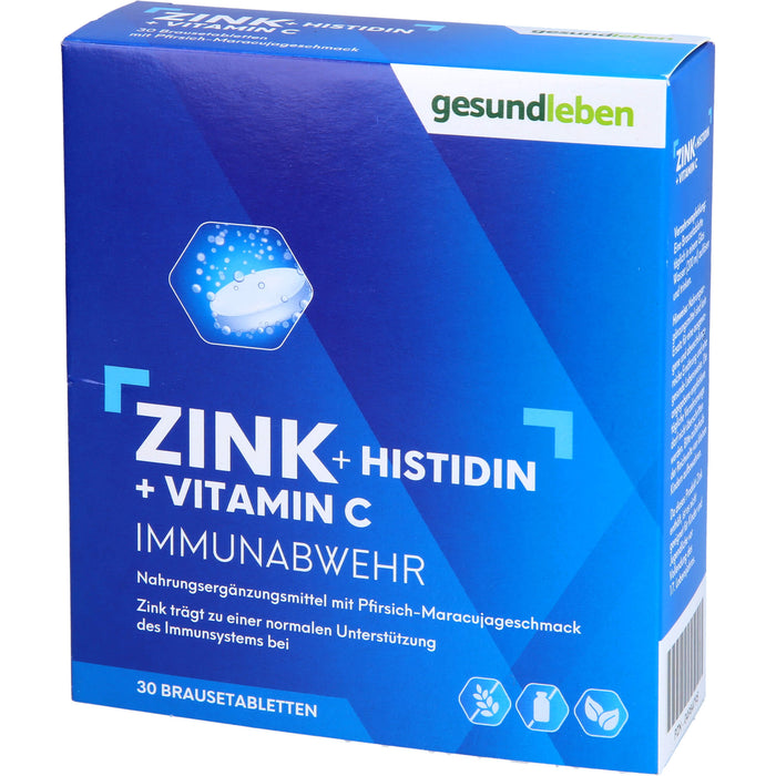 gesundleben Zink + Histidin + Vitamin C Brausetabletten, 30 St. Tabletten