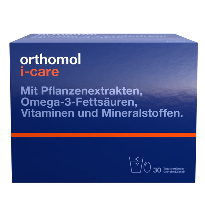 Orthomol i-CAre - Nahrungsergänzungsmittel mit Pflanzenextrakten, Omega-3-Fettsäuren, Vitaminen und Mineralstoffen - Granulat/Kapseln, 30 pcs. Daily portions