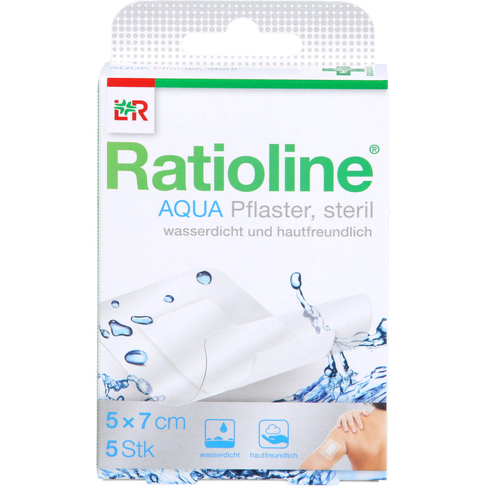 Ratioline aqua Duschpflaster plus 5 x 7 cm steril, 5 pc Pansement