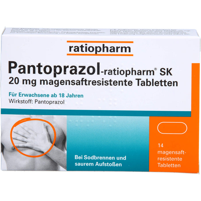 Pantoprazol-ratiopharm SK 20 mg Tabletten bei Sodbrennen, 14 St. Tabletten