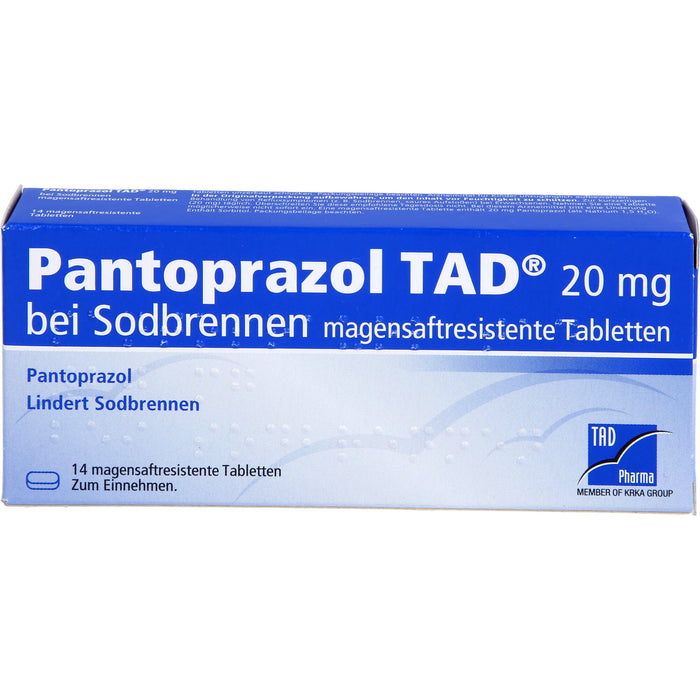 Pantoprazol TAD 20 mg magensaftresistente Tabletten bei Sodbrennen, 14 St. Tabletten