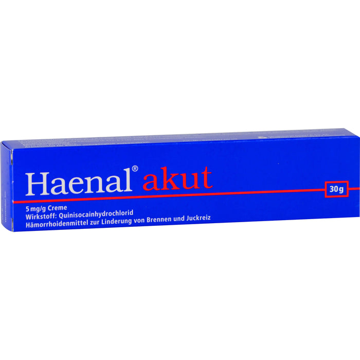 Haenal akut Creme Hämorrhoidenmittel  zur Linderung von Brennen und Juckreiz, 30 g Cream