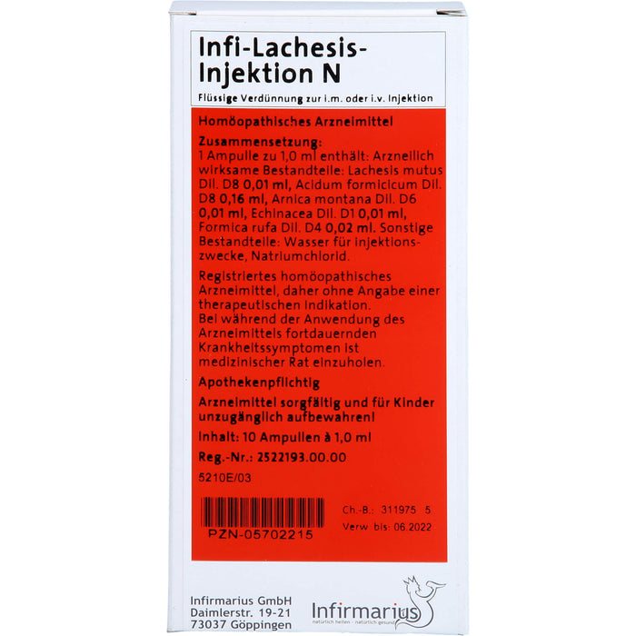 Infi Lachesis Injektion N, 10X1 ml AMP