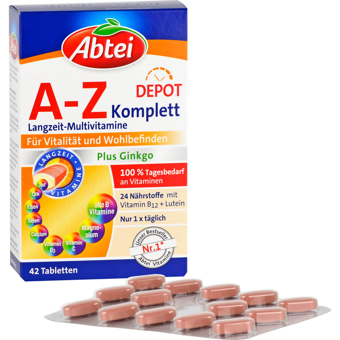 Abtei A-Z Komplett Depot Langzeit-Multivitamine Tabletten, 42 pcs. Tablets