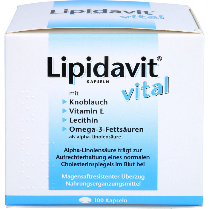 Lipidavit vital Kapseln trägt zur Aufrechterhaltung eines normalen Cholesterinspiegels im Blut bei, 100 St. Kapseln