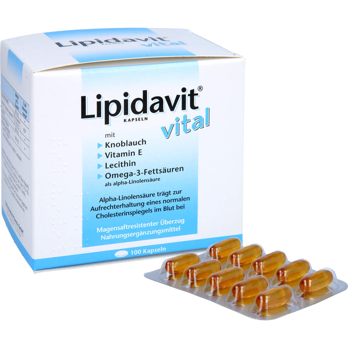 Lipidavit vital Kapseln trägt zur Aufrechterhaltung eines normalen Cholesterinspiegels im Blut bei, 100 pcs. Capsules