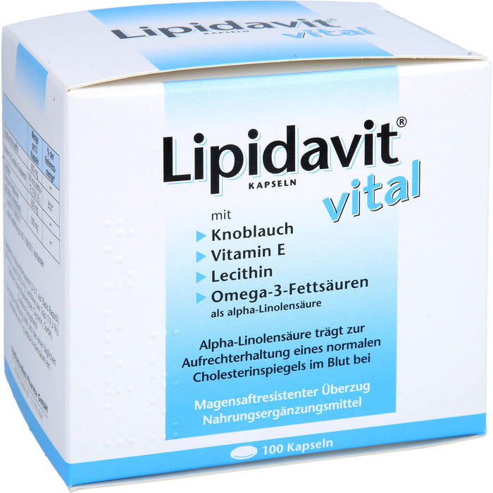 Lipidavit vital Kapseln trägt zur Aufrechterhaltung eines normalen Cholesterinspiegels im Blut bei, 100 pc Capsules