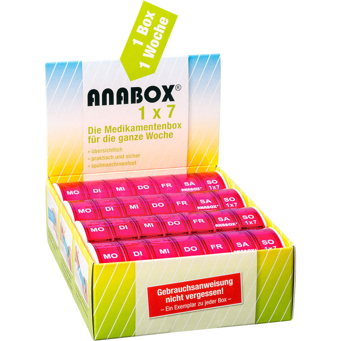 ANABOX 1 x 7 pink Medikamenten-Dosierer, 1 pcs. Dosette