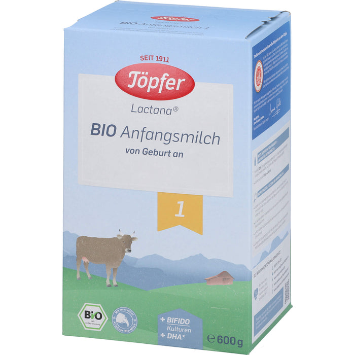 Töpfer Lactana Pulver Bio Anfangsmilch von Geburt an, 600 g Poudre