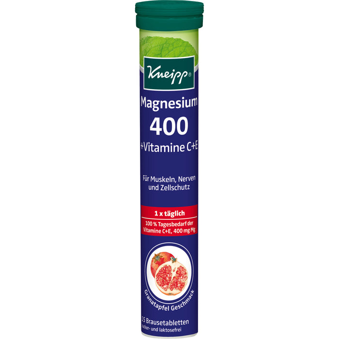 Kneipp Magnesium 400 + Vitamine C + E Brausetabletten, 15 pcs. Tablets