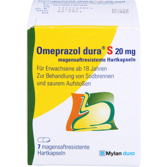 Omeprazol dura S 20 mg Hartkapseln bei Sodbrennen, 7 pcs. Capsules