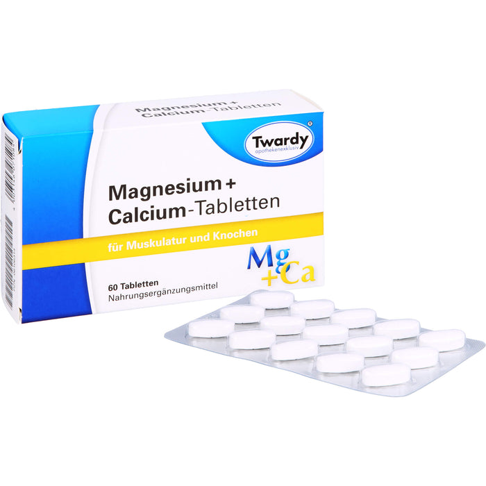 Twardy Magnesium + Calcium-Tabletten für Muskulatur und Knochen, 60 pc Tablettes