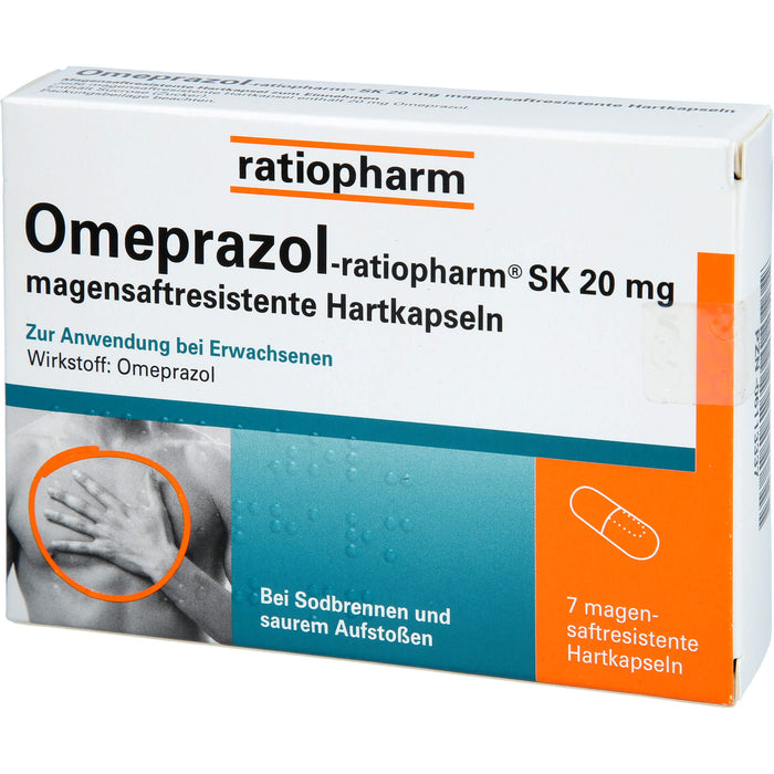 Omeprazol-ratiopharm SK 20 mg Kapslen bei Sodbrennen, 7 St. Kapseln