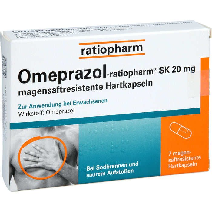 Omeprazol-ratiopharm SK 20 mg Kapslen bei Sodbrennen, 7 pc Capsules