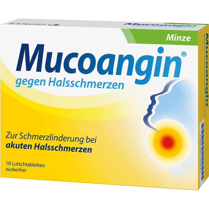 Mucoangin Minze Lutschtabletten gegen Halsschmerzen, 18 pc Tablettes