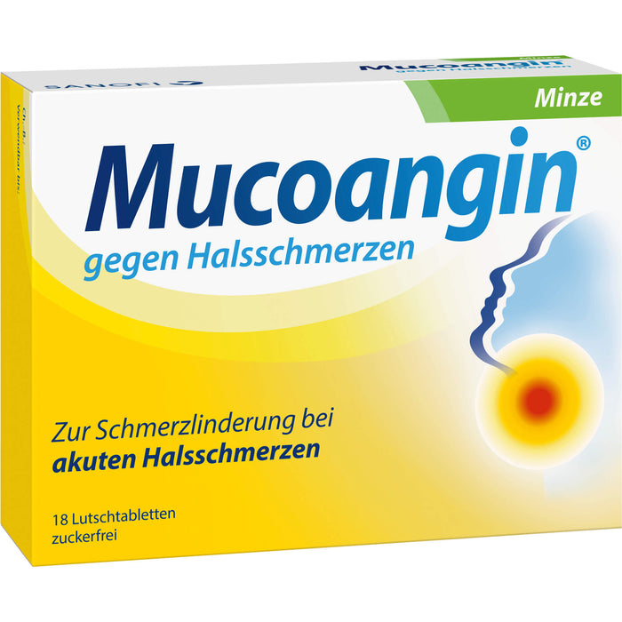 Mucoangin Minze Lutschtabletten gegen Halsschmerzen, 18 pcs. Tablets