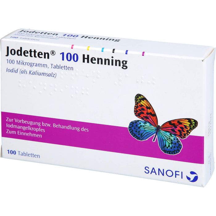 Jodetten 100 Henning Tabletten zur Vorbeugung und Behandlung des Jodmangelkropfes, 100 pc Tablettes