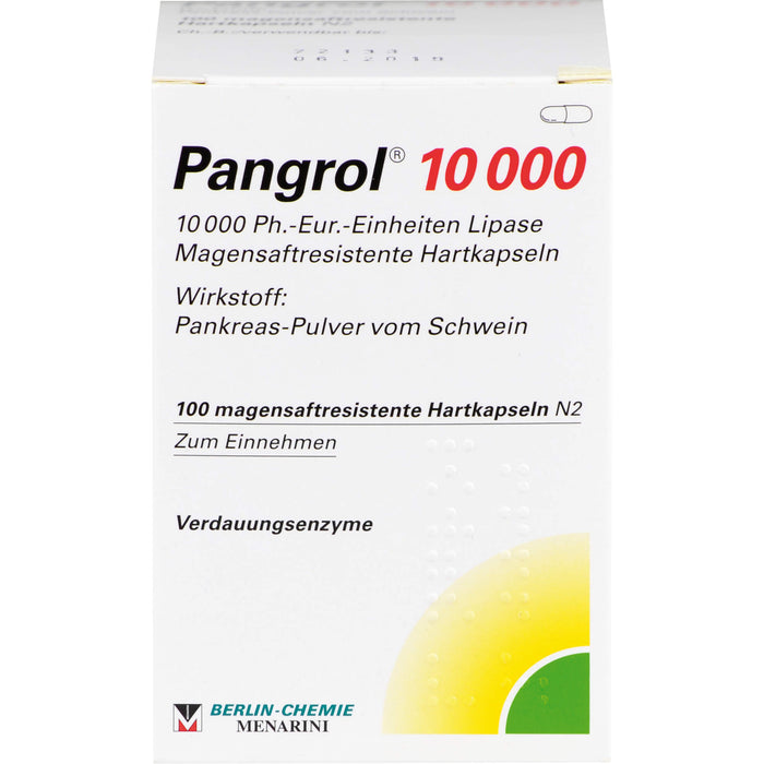 Pangrol 10 000, 10 000 Ph.-Eur.-Einheiten Lipase Magensaftresistente Hartkapseln, 100 St KMP