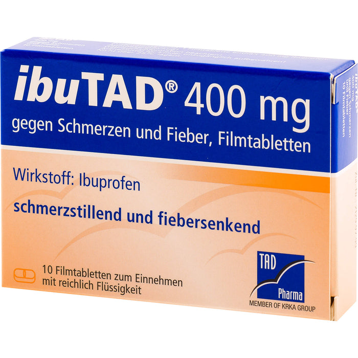 ibuTAD 400 mg Filmtabletten gegen Schmerzen und Fieber, 10 pc Tablettes