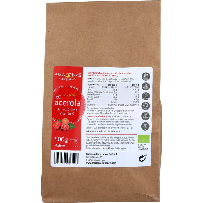 AMAZONAS Acerola Pulver bio, 500 g Poudre