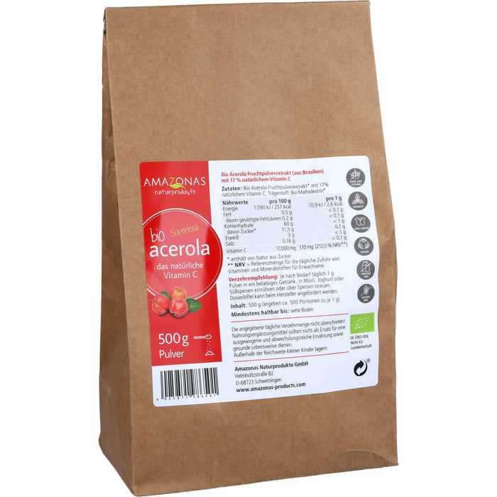 AMAZONAS Acerola Pulver bio, 500 g Pulver