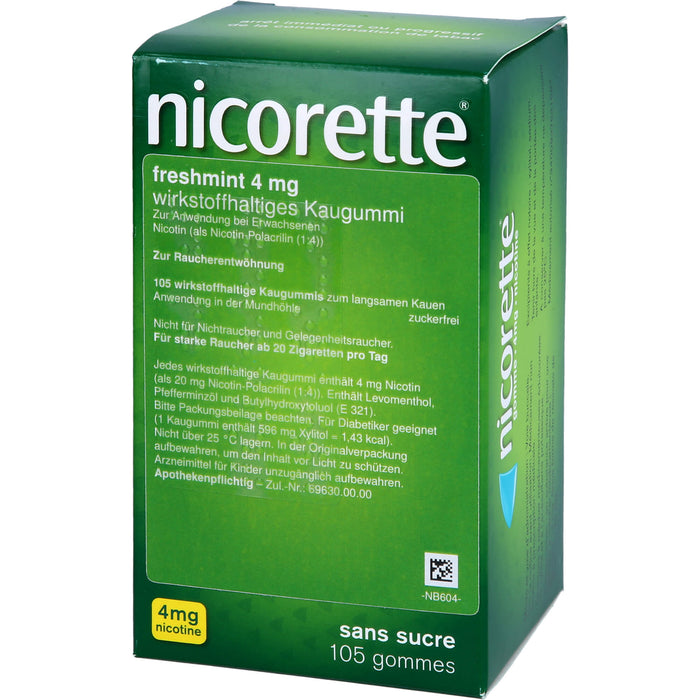 nicorette 4 mg freshmint wirkstoffhaltige Kaugummis, 105 pcs. Chewing gum