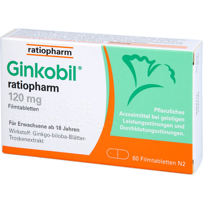 Ginkobil ratiopharm 120 mg Filmtabletten, 60 pcs. Tablets