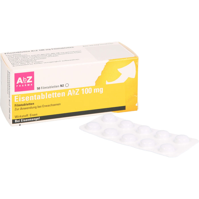 Eisentabletten AbZ 100 mg Filmtabletten, 50 pc Tablettes