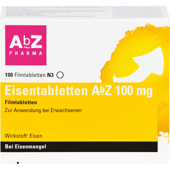 Eisentabletten AbZ 100 mg Filmtabletten bei Eisenmangel, 100 pcs. Tablets