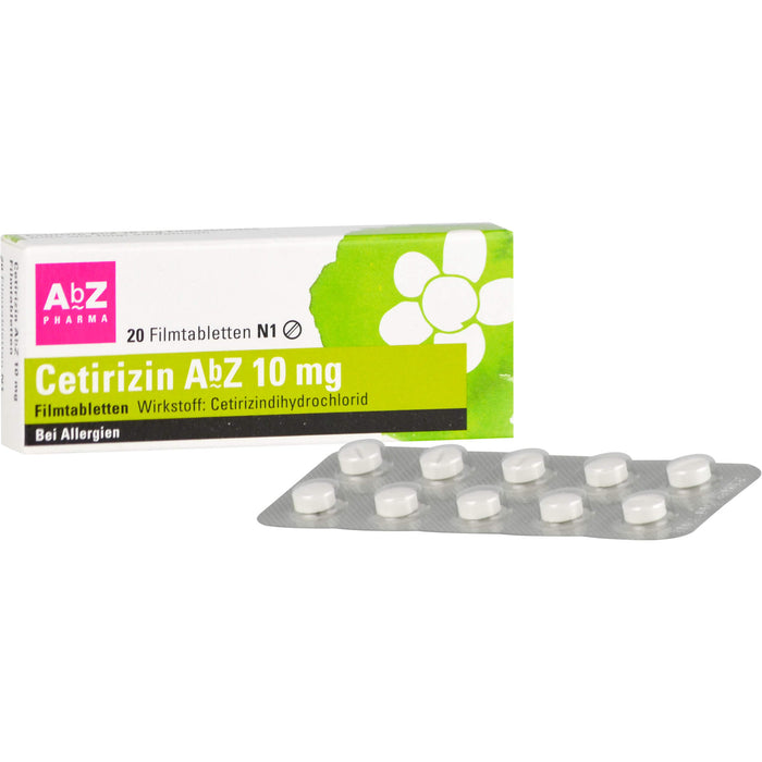 Cetirizin AbZ 10 mg Filmtabletten bei Allergien, 20 St. Tabletten