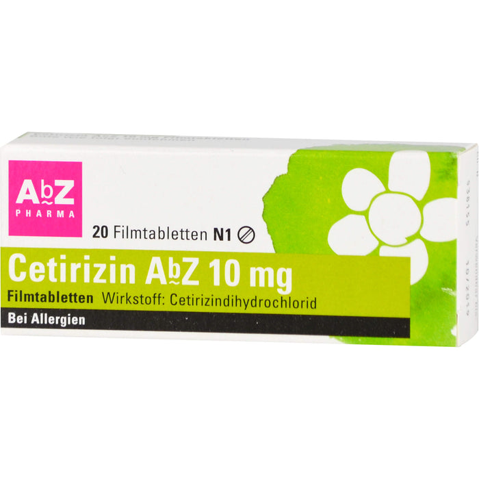 Cetirizin AbZ 10 mg Filmtabletten bei Allergien, 20 pcs. Tablets