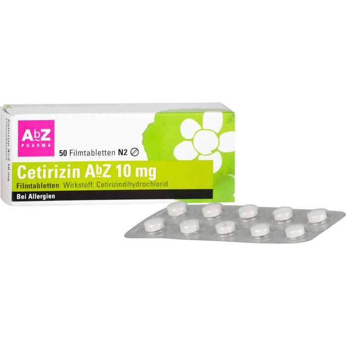 Cetirizin AbZ 10 mg Filmtabletten bei Allergien, 50 pc Tablettes