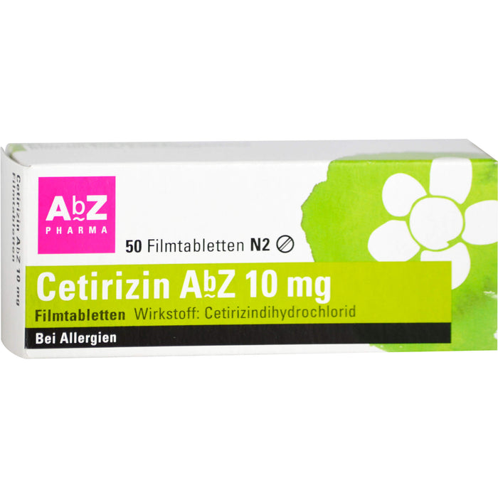 Cetirizin AbZ 10 mg Filmtabletten bei Allergien, 50 pc Tablettes