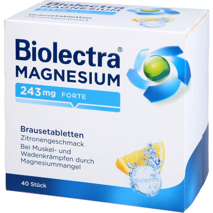 Biolectra Magnesium 243 mg forte Brausetabletten Zitronengeschmack, 40 pcs. Tablets