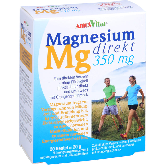 AmosVital Magnesium direkt 350 mg Granulat mit Orangengeschmack, 20 pc Sachets