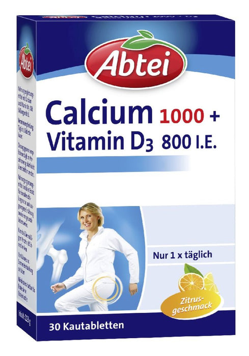 Abtei Calcium 1000 + Vitamin D3 800 I. E. Kautabletten, 30 pcs. Tablets