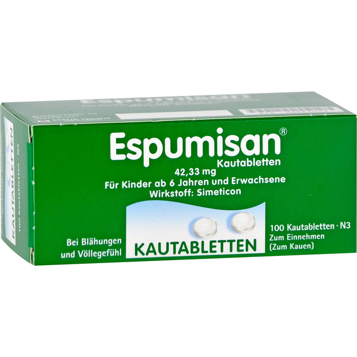 Espumisan Kautabletten bei Blähungen und Völlegefühl, 100 St. Tabletten