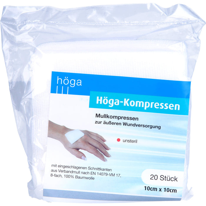 HOEGA KOMPRESSEN UNSTERIL DIN61630 10x10CM 8-FACH, 20 St KOM