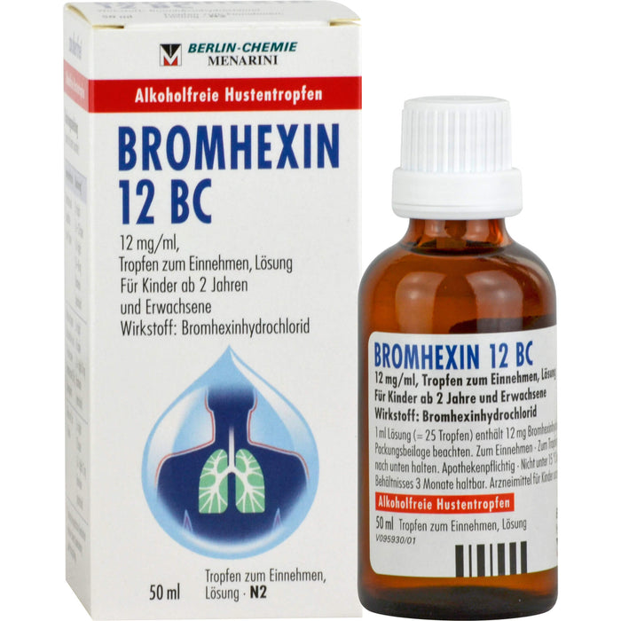 BERLIN-CHEMIE BROMHEXIN 12 BC 12mg/ml Tropfen alkoholfreie Hustentropfen, 50 ml Solution