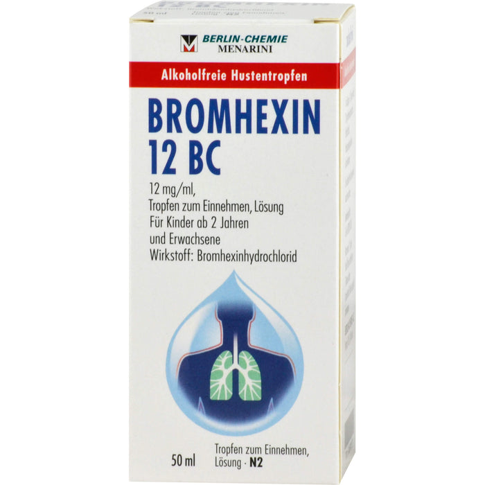 BERLIN-CHEMIE BROMHEXIN 12 BC 12mg/ml Tropfen alkoholfreie Hustentropfen, 50 ml Lösung