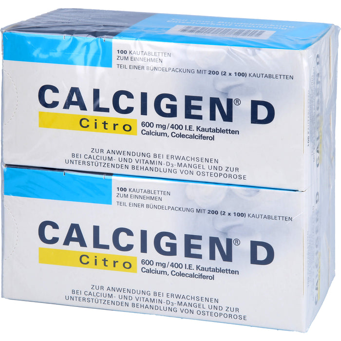 CALCIGEN D Citro 600 mg/400 I.E. Kautabletten, 200 St KTA