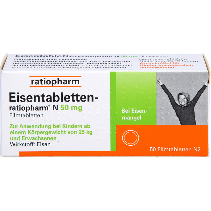 Eisentabletten-ratiopharm N 50 mg Filmtabletten, 50 St. Tabletten