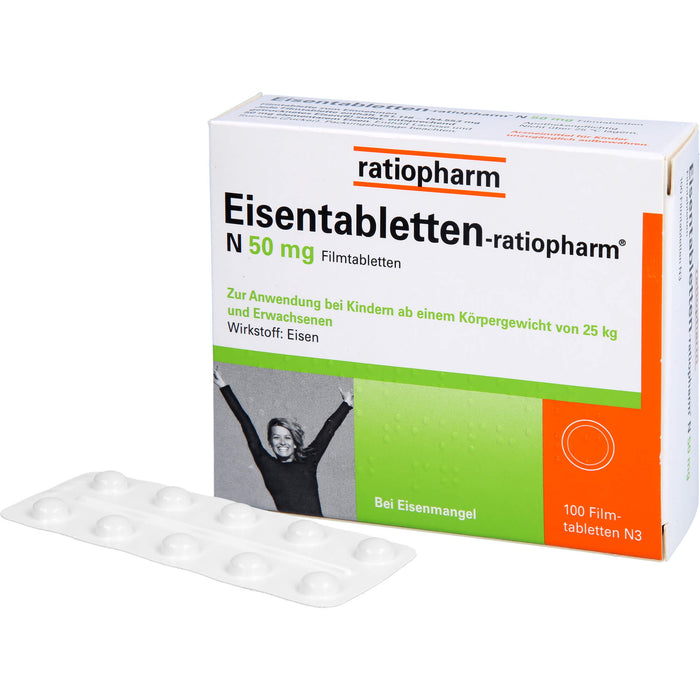 Eisentabletten-ratiopharm N 50 mg Filmtabletten, 100 pcs. Tablets