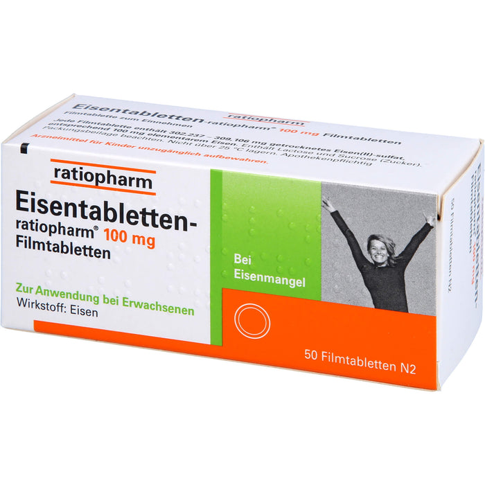 Eisentabletten-ratiopharm 100 mg Filmtabletten, 50 pcs. Tablets