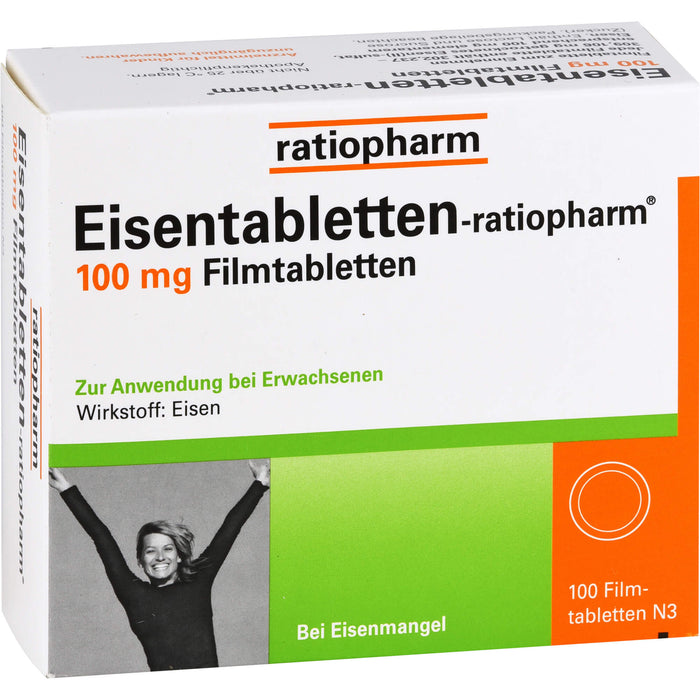 Eisentabletten-ratiopharm 100 mg Filmtabletten, 100 pc Tablettes