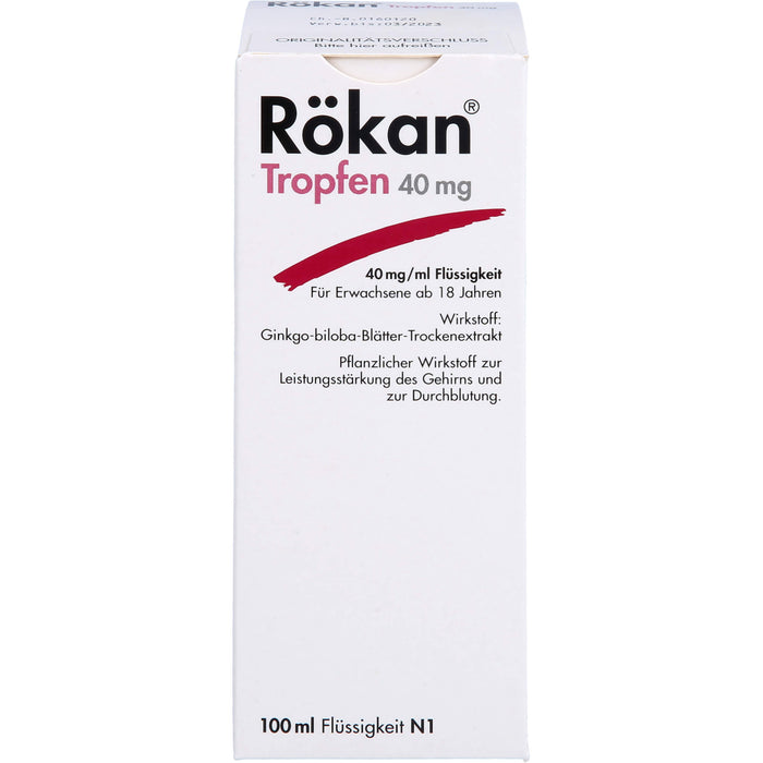 Rökan 40 mg Tropfen zur Leistungsstärkung des Gehirns und zur Durchblutung, 100 ml Solution